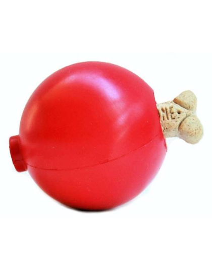 Red - SP Christmas Ornament Durable Rubber Chew Toy & Treat Dispenser - Medium
