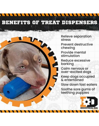 Blue - ID Wire Nut Durable Rubber Chew Toy & Treat Dispenser  - Large