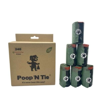 Green - Poop 'N Tie Refill Box - 16 Rolls Of Drawstring Bags
