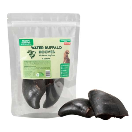 Black - WATER BUFFALO HOOVES-100% Natural, High Protein, Long-Lasting, Grain-Free, Gluten-Free, Dog Dental Treat & Chews, 4 COUNT-10 oz - Large