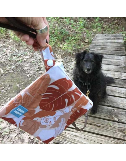 Rust Orange - Monstera + Banana Yucky Puppy Dog Poop Bag Holders - 6.75x6.25
