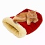 Burgundy - GOOPAWS 4 in 1 Self Warming Burrow Cat Bed, Pet Hideway Sleeping Cuddle Cave - 22" x14" x10"