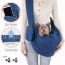 Navy Blue - JESPET Comfy Pet Sling for Small Dog Cat, Hand Free Sling Bag Breathable Soft Knit with Front Pocket, Travel Puppy Carrying Bag, Pet Pouch. Machine Washable - 28" L x 13" H