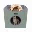 Sage Green - JESPET Foldable Cat Condo, Cat Cube House & Sleepping Bed with Lying Surface and 2 Reversible Cushions, Cat Hiding Place, Cat Cave, Linenette Fabric, Felt and Engineered Wood, Scratch Resista - 15.4" x15.4" x15"