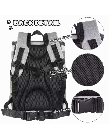 Smoke Grey - JESPET Pet Backpack Carrier for Small Dog, Puppy, Soft Carrier Backpack Ideal for Traveling, Hiking, Walking and Outdoor Activities with Family - 13"x 12"x 17"