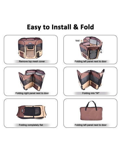 Coffee - JESPET Pet Dog Playpens 36", 45" & 61" Portable Soft Dog Exercise Pen Kennel with Carry Bag for Puppy Cats Kittens Rabbits, Indoor/Outdoor Use - 36x36x24 Inch