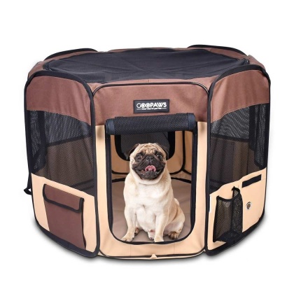 Coffee - JESPET Pet Dog Playpens 36", 45" & 61" Portable Soft Dog Exercise Pen Kennel with Carry Bag for Puppy Cats Kittens Rabbits, Indoor/Outdoor Use - 45x45x24 Inch