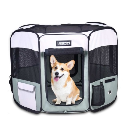 Shale Green - JESPET Pet Dog Playpens 36", 45" & 61" Portable Soft Dog Exercise Pen Kennel with Carry Bag for Puppy Cats Kittens Rabbits, Indoor/Outdoor Use - 45x45x24 Inch