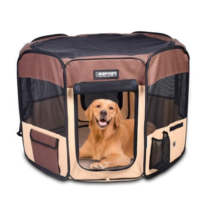 Coffee - JESPET Pet Dog Playpens 36", 45" & 61" Portable Soft Dog Exercise Pen Kennel with Carry Bag for Puppy Cats Kittens Rabbits, Indoor/Outdoor Use - 61x61x30 Inch