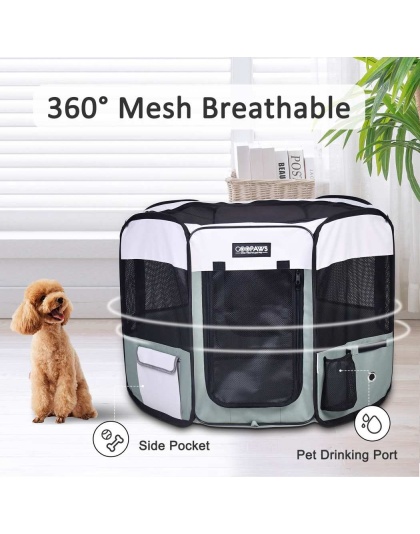 Shale Green - JESPET Pet Dog Playpens 36", 45" & 61" Portable Soft Dog Exercise Pen Kennel with Carry Bag for Puppy Cats Kittens Rabbits, Indoor/Outdoor Use - 61x61x30 Inch
