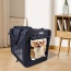 Black - JESPET Soft Pet Crates Kennel, 3 Door Soft Sided Folding Travel Pet Carrier with Straps and Fleece Mat for Dogs, Cats, Rabbits, Indoor/Outdoor Use with Grey, Blue & Beige, Black - 30"L x 21"W x 23"H