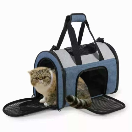 Blue Grey - JESPET Soft-Sided Kennel Pet Carrier for Small Dogs, Cats, Puppy, Airline Approved Cat Carriers Dog Carrier Collapsible, Travel Handbag & Car Seat - 16" x 10" x 11"