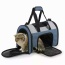 Blue Grey - JESPET Soft-Sided Kennel Pet Carrier for Small Dogs, Cats, Puppy, Airline Approved Cat Carriers Dog Carrier Collapsible, Travel Handbag & Car Seat - 16" x 10" x 11"