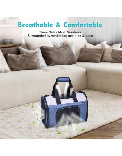 Blue Grey - JESPET Soft-Sided Kennel Pet Carrier for Small Dogs, Cats, Puppy, Airline Approved Cat Carriers Dog Carrier Collapsible, Travel Handbag & Car Seat - 16" x 10" x 11"
