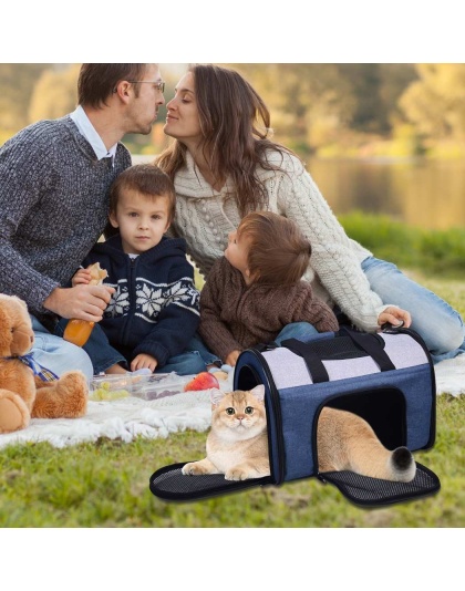 Blue Grey - JESPET Soft-Sided Kennel Pet Carrier for Small Dogs, Cats, Puppy, Airline Approved Cat Carriers Dog Carrier Collapsible, Travel Handbag & Car Seat - 16" x 10" x 11"