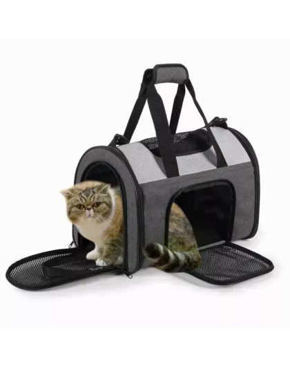 Smoke Grey - JESPET Soft-Sided Kennel Pet Carrier for Small Dogs, Cats, Puppy, Airline Approved Cat Carriers Dog Carrier Collapsible, Travel Handbag & Car Seat - 16" x 10" x 11"