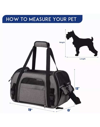 Smoke Grey - JESPET Soft-Sided Kennel Pet Carrier for Small Dogs, Cats, Puppy, Airline Approved Cat Carriers Dog Carrier Collapsible, Travel Handbag & Car Seat - 19" x 10" x 13"