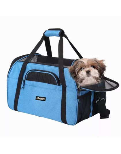 Turquoise Blue - JESPET Soft-Sided Kennel Pet Carrier for Small Dogs, Cats, Puppy, Airline Approved Cat Carriers Dog Carrier Collapsible, Travel Handbag & Car Seat - 17" x 9" x 11.5"