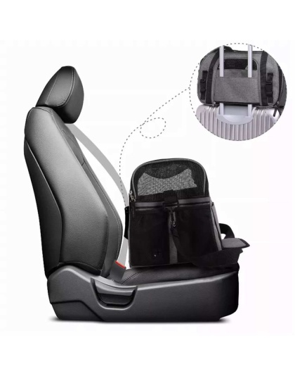Smoke Grey - JESPET Soft-Sided Kennel Pet Carrier for Small Dogs, Cats, Puppy, Airline Approved Cat Carriers Dog Carrier Collapsible, Travel Handbag & Car Seat - 19" x 10" x 13"