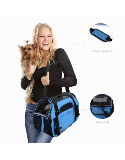 Turquoise Blue - JESPET Soft-Sided Kennel Pet Carrier for Small Dogs, Cats, Puppy, Airline Approved Cat Carriers Dog Carrier Collapsible, Travel Handbag & Car Seat - 19" x 10" x 13"