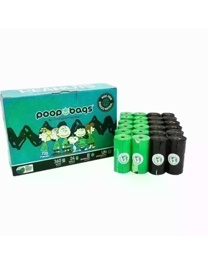 BLACK/GREEN - Biobased Peanuts Leash Rolls (360 CT)USDA - 360 Bags