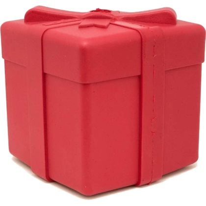 Red - SP Gift Box Durable Rubber Chew Toy & Treat Dispenser - Large