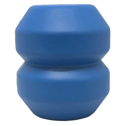 Blue - ID Double Trouble Durable Rubber Chew Toy and Treat Dispenser  - Large