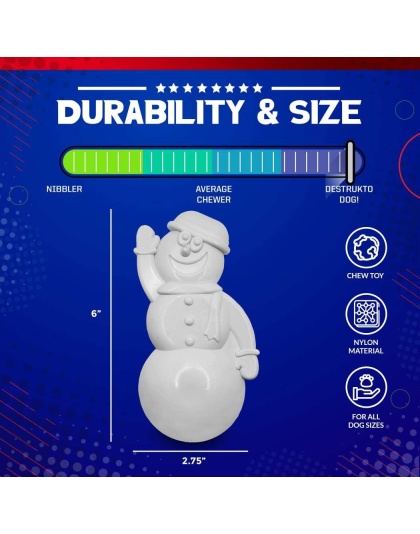 White - MKB Snowman Ultra Durable Nylon Dog Chew Toy for Aggressive Chewers