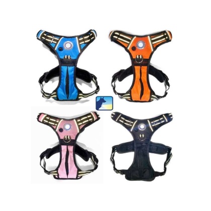 Orange - Headlight Harness, Dog Harness with Built In LED Light - Small