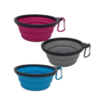 Mr. Peanut's Collapsible Silicone Bowls with Color Matched Carabiner Clips - XL 25 oz