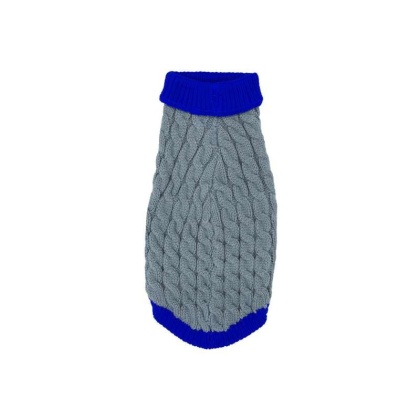 Gray With Regal Blue Fringe - Mr. Peanut's Knitted Acrylic Dog Sweaters - XX Large