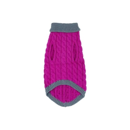 Royal Rosa With Gray Fringe - Mr. Peanut's Knitted Acrylic Dog Sweaters - XX Large