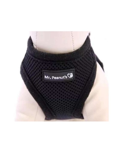 Black - Mr. Peanut's PupTrek Small Dog/Cat Soft Mesh Step In Harness Vest - XLarge