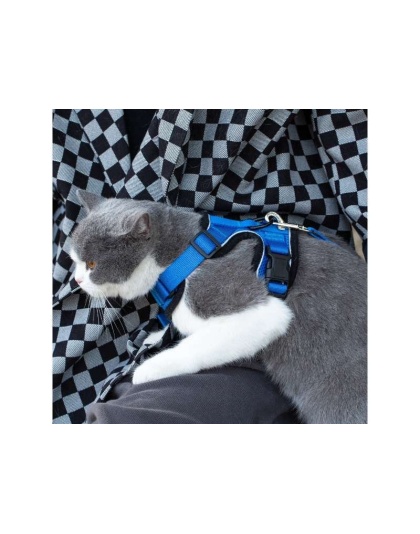 Blue - Mr. Peanut's PurrTrek Reflective Cat Harness with Matching Leash - X Small