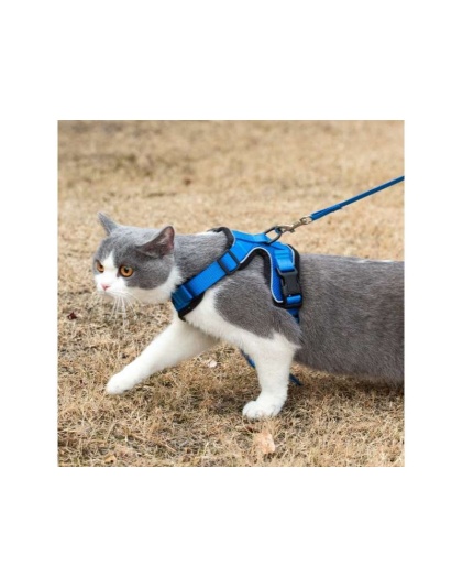 Blue - Mr. Peanut's PurrTrek Reflective Cat Harness with Matching Leash - X Small