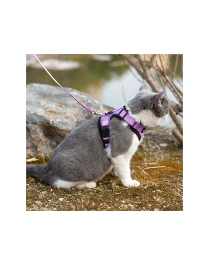 Lilac - Mr. Peanut's PurrTrek Reflective Cat Harness with Matching Leash - X Small