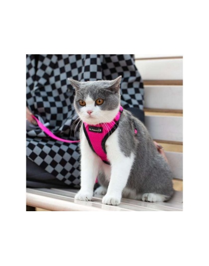 Pink - Mr. Peanut's PurrTrek Reflective Cat Harness with Matching Leash - X Small