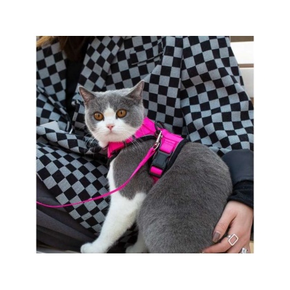 Pink - Mr. Peanut's PurrTrek Reflective Cat Harness with Matching Leash - Small