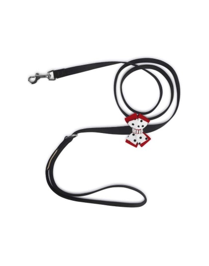 Black - Susan Lanci Designs Minnie Double Nouveau Bow Leash - 4 FT