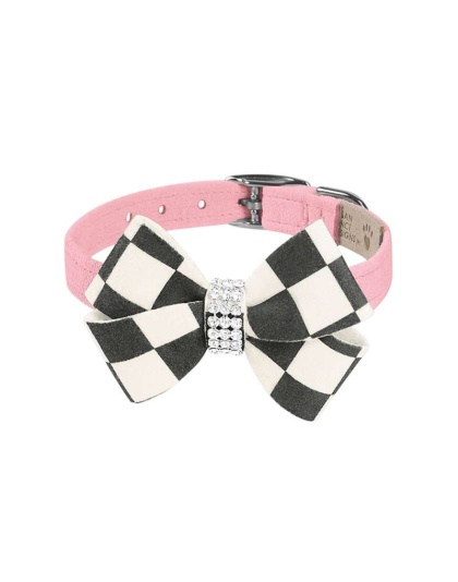 Black - Susan Lanci Designs Windsor Check Nouveau Bow Collar - TC
