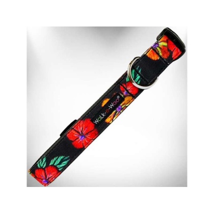 Flowers on Black - Nature-Lover Collars - XS 5/8" width fits 8-12" neck