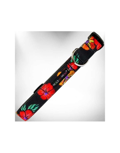 Flowers on Black - Nature-Lover Collars - XS 5/8" width fits 8-12" neck