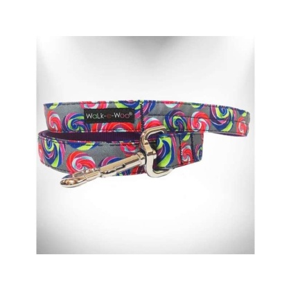 Lollipop on Grey - Lollipop Dog Leads  - THIN Lead 5/8" width- 5' length