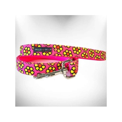 Yellow Daisies on Pink - Flower Dog Leads  - THIN Lead 5/8" width- 5' length