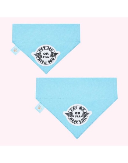 "Pet Me or I'll Bite You" Blue Collar Bandana - Large