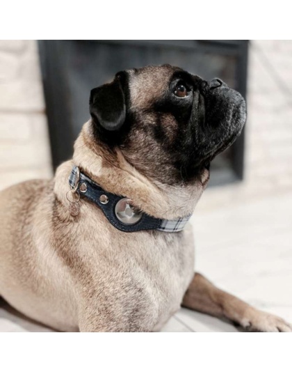Blue Plaid & Denim - Apple Airtag Collar - XS