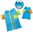 Green/Blue - Knit Cotton Contrast Shirt with Roll-Up Sleeves - XL