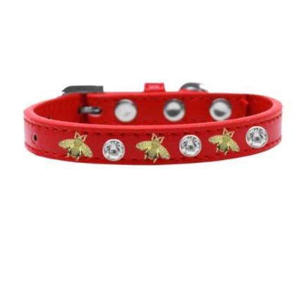 red - Studded Bee Collar - 10"