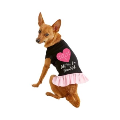 Black w Light Pink Ruffle - Feed Me Treats & Tell Me I'm Beautiful - X Small