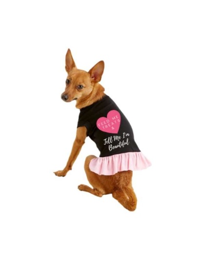 Black w Light Pink Ruffle - Feed Me Treats & Tell Me I'm Beautiful - X Small